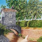 Local Culture - a painting of a stone bridge over a river