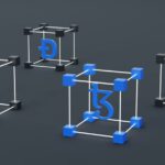 File Management - a set of three blue and white cubes with a bitcoin symbol